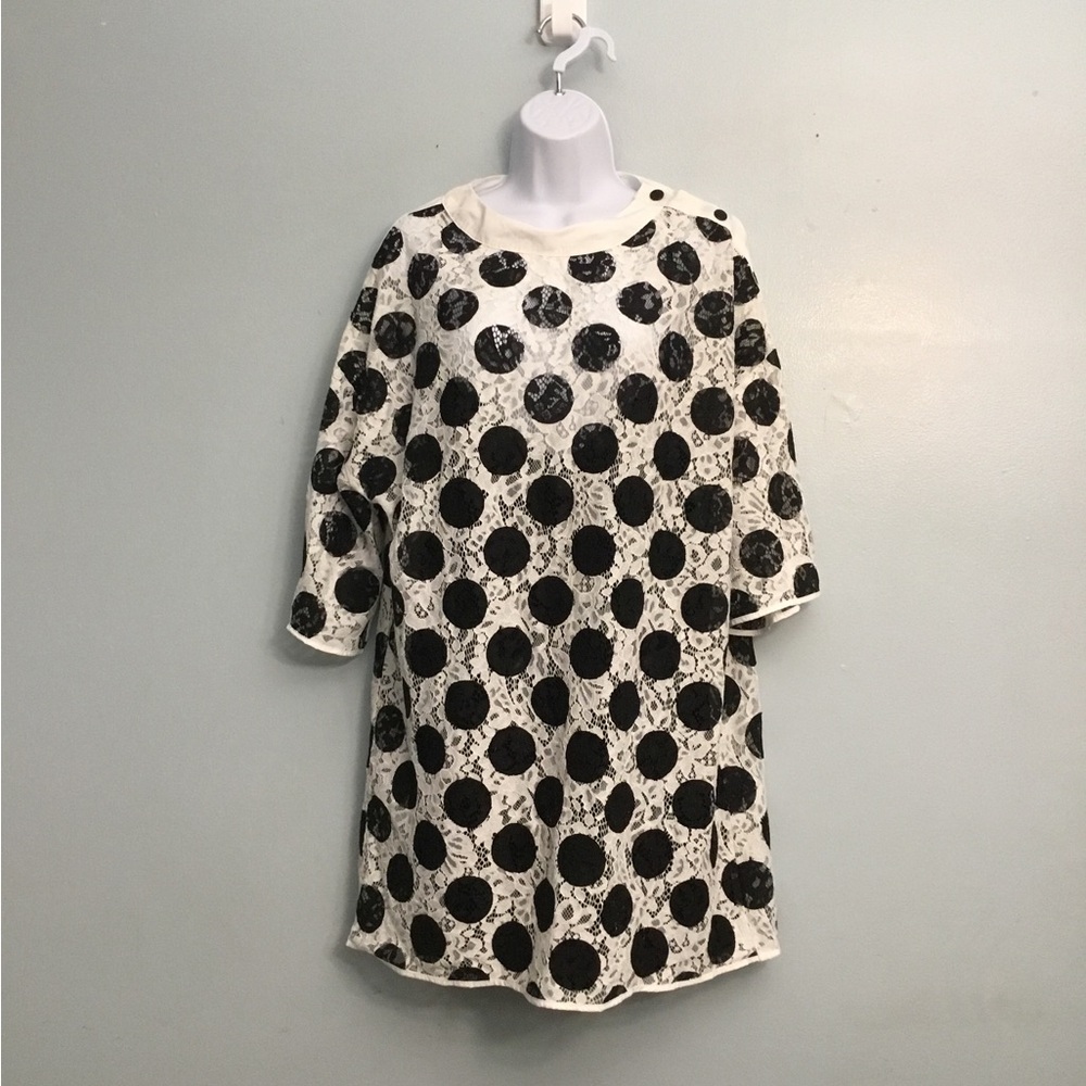 Zara Black and White Polka Dot Lace Top